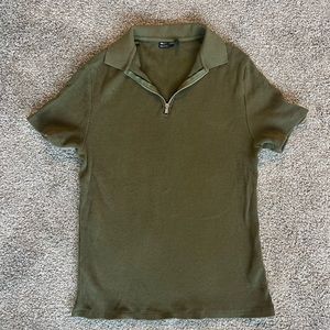 ASOS Design Waffle Polo with Zip Detail